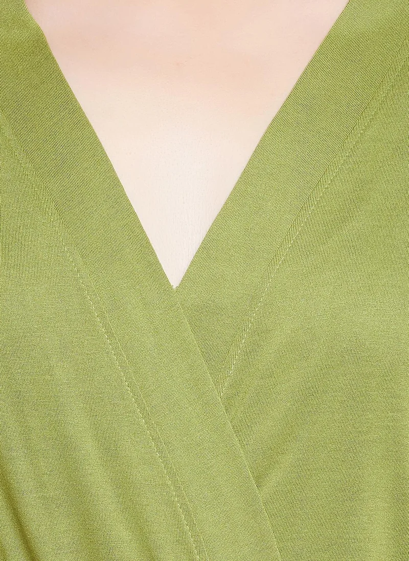 Clovia Clovia Chic Basic Robe in Green - Viscose