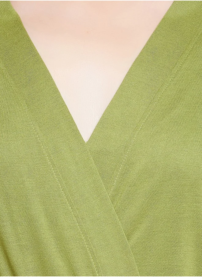 Clovia Clovia Chic Basic Robe in Green - Viscose