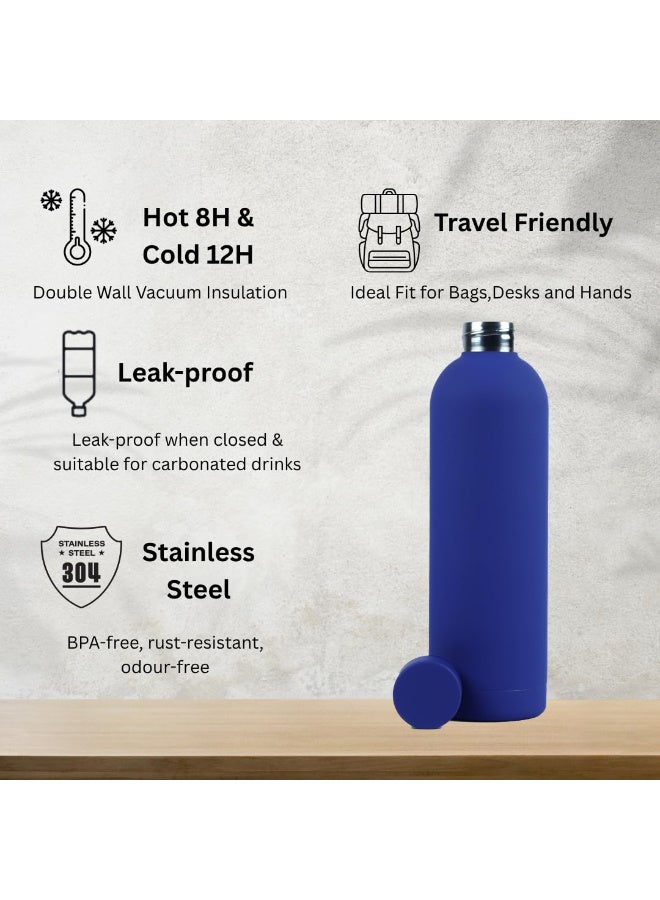 Thermal Water Bottle - Portable Lid Metal Thermal Vacuum Insulated Stainless Steel | Reusable Leak Proof BPA-Free Flask, 500ml, 10 Hours Hot/12Hours Cold, Double-Walled Design (D Blue) - Image 4