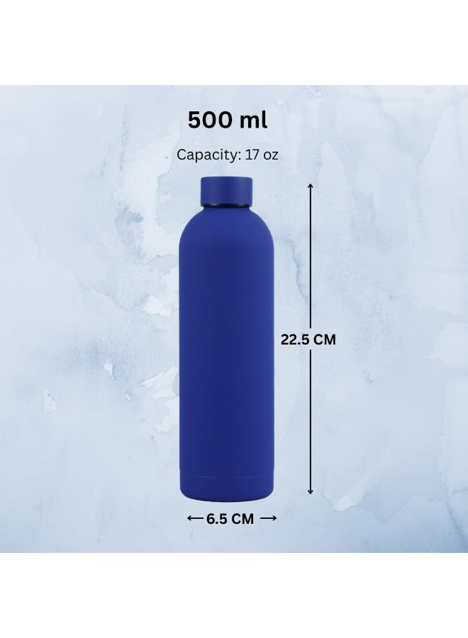Thermal Water Bottle - Portable Lid Metal Thermal Vacuum Insulated Stainless Steel | Reusable Leak Proof BPA-Free Flask, 500ml, 10 Hours Hot/12Hours Cold, Double-Walled Design (D Blue) - Image 3