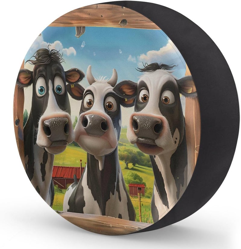 cfpolar Spare Tire Cover for RV Trailer, Funny Cows Waterproof Sun Leather Wheel Cover, Camper Spare Tire Covers Fit for Jeep Travel Trailer SUV Truck Accessories (16 in for Diameter 29” - 31”),B-270 - Image 2