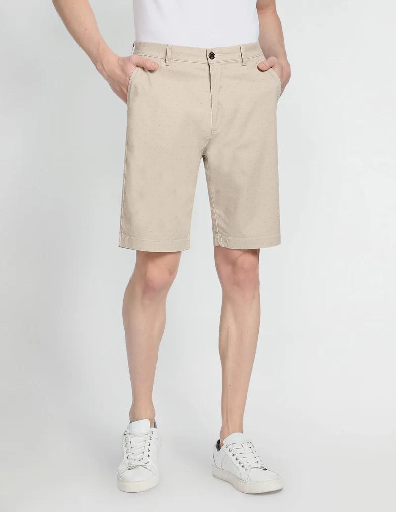 Arrow Regular Fit Geometric Print Twill Shorts