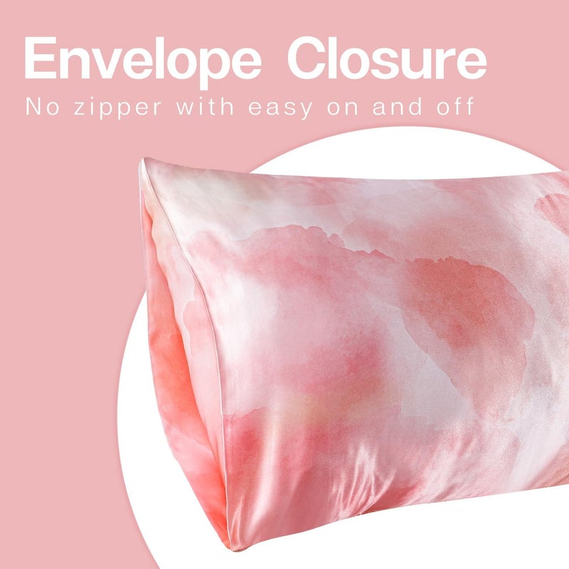 MR&HM Satin Pillowcase for Hair and Skin, Silk Satin Pillowcase 2 Pack, King Size Pillow Cases Set of 2, Silky Pillow Cover with Envelope Closure (20x40, Dream Pink) - Image 3