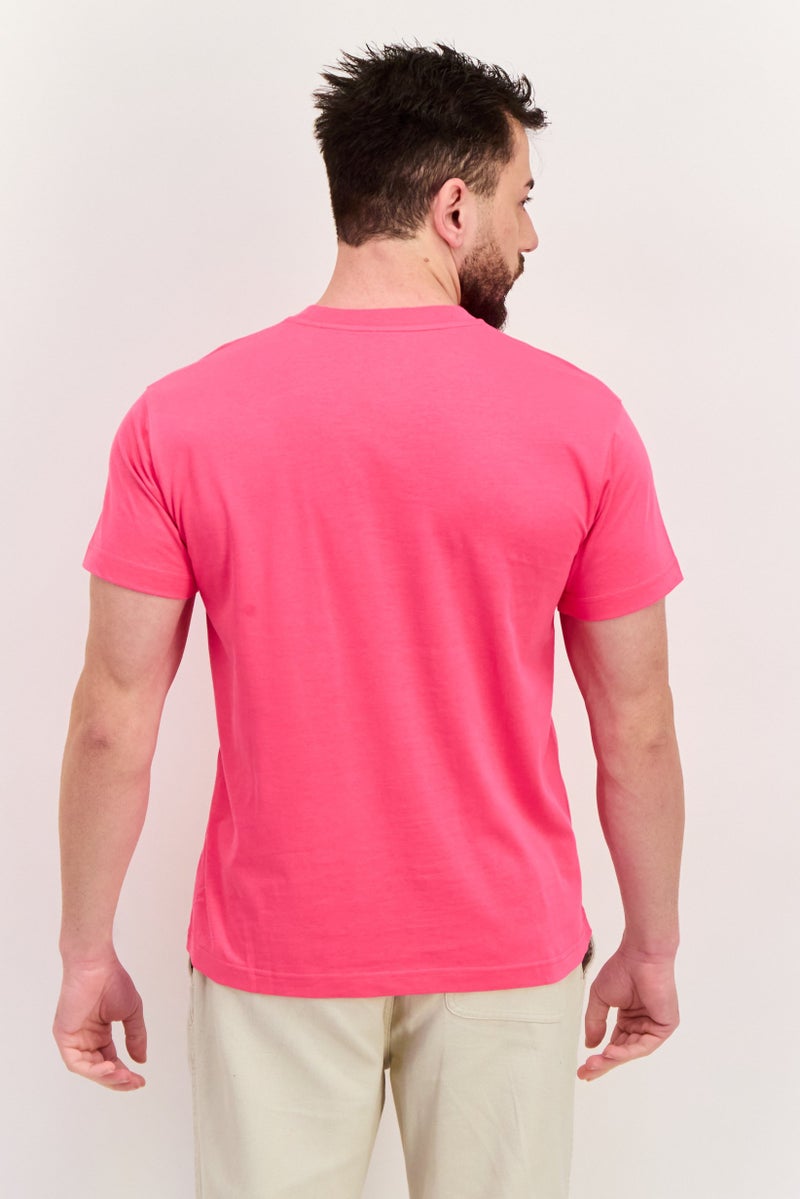 ESPRIT Men Crew Neck Short Sleeves Brand Logo T-Shirt, Light Pink - Image 3