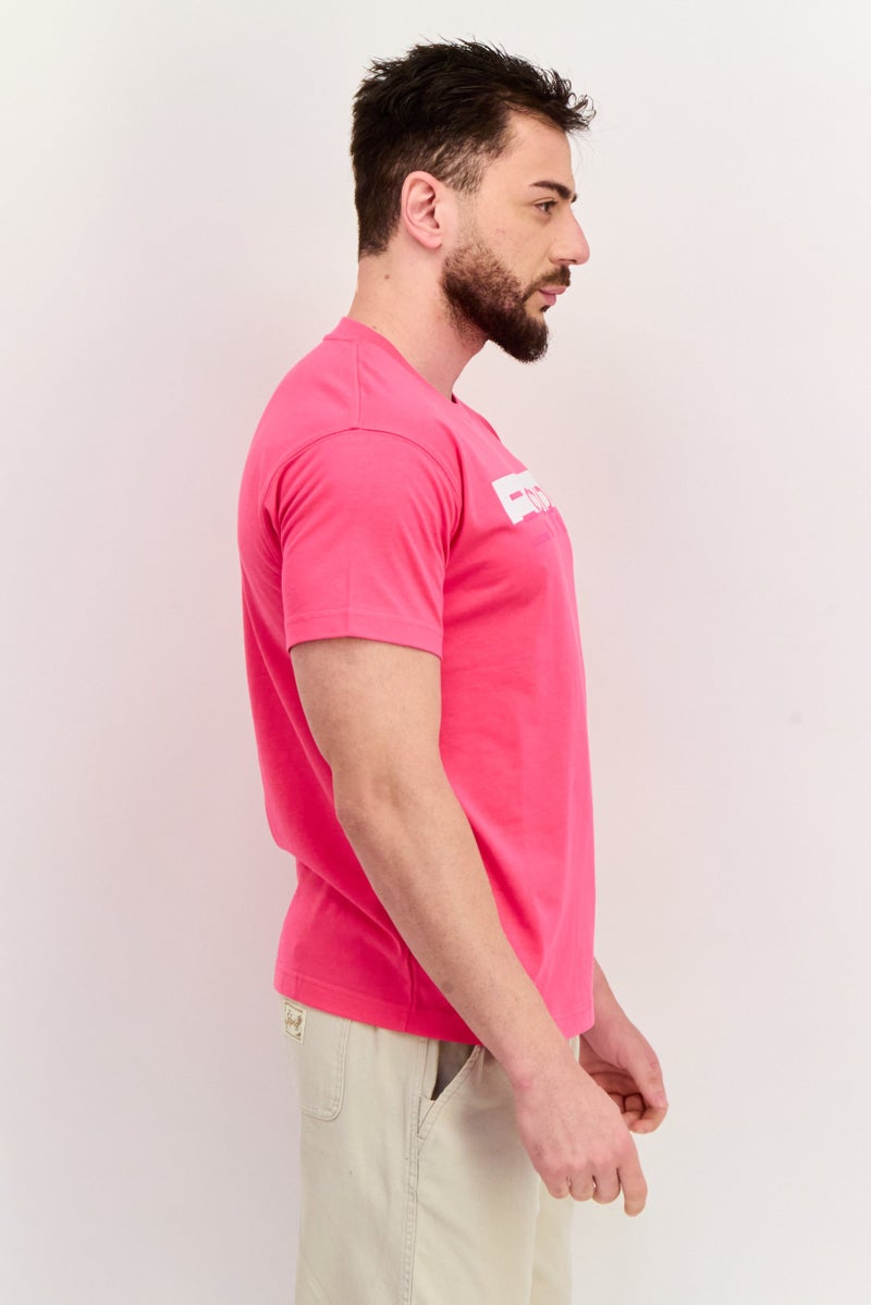 ESPRIT Men Crew Neck Short Sleeves Brand Logo T-Shirt, Light Pink - Image 4