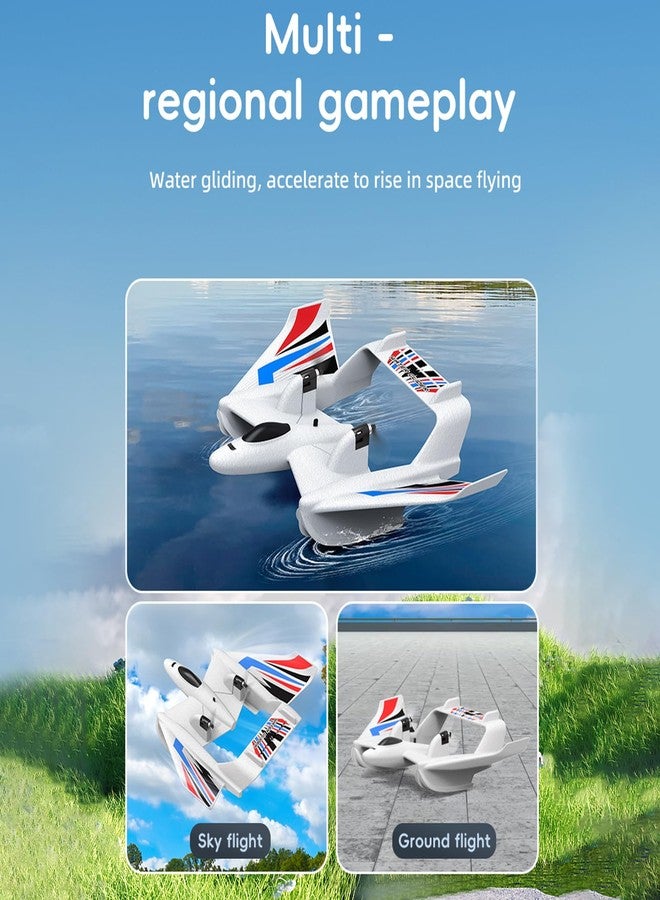 GoolRC RC Plane Remote Control Airplane, 3 in 1 Water Land Air RC Airplane, 2.4GHz 2CH RC Aircraft, RC Glider with Gyroscope and Stunt Flying, 2 Batteries for Beginners, White - Image 3