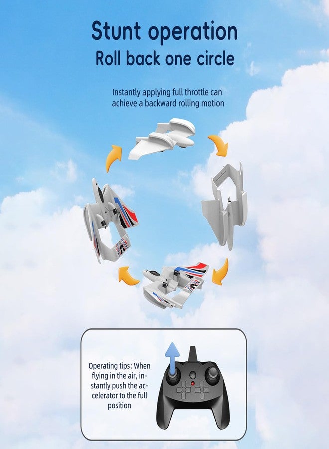 GoolRC RC Plane Remote Control Airplane, 3 in 1 Water Land Air RC Airplane, 2.4GHz 2CH RC Aircraft, RC Glider with Gyroscope and Stunt Flying, 2 Batteries for Beginners, White - Image 4