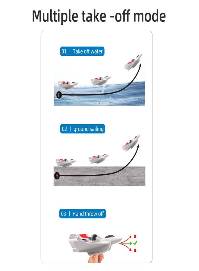 GoolRC RC Plane Remote Control Airplane, 3 in 1 Water Land Air RC Airplane, 2.4GHz 2CH RC Aircraft, RC Glider with Gyroscope and Stunt Flying, 2 Batteries for Beginners, White - Image 5