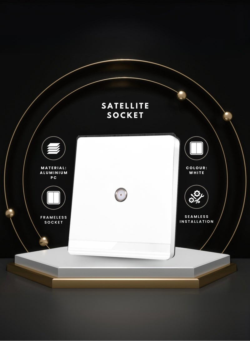 Vmax Satellite Socket Wall Plate 3x3 Inches, White/Ivory Finish – TV, VHF/UHF/FM Signal Outlet - Image 1