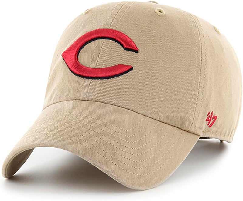 47 Brand MLB Khaki Primary Logo Clean Up Adjustable Strap Baseball Dad Hat Cap, Adult One Size Fits All - Image 1