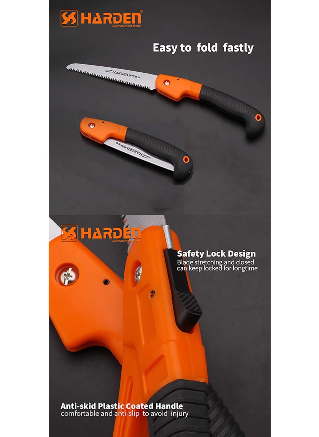 Harden Harden 180mm Double Ground Teeth Folding Steel Saw Soft TPR handle for Drywall and Home Garden 631301 Professional Series  - Image 2