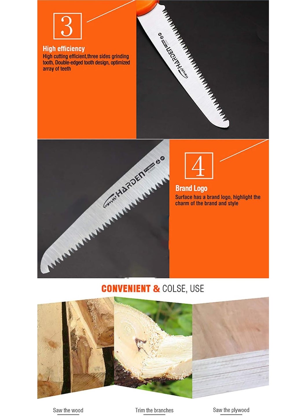 Harden Harden 180mm Double Ground Teeth Folding Steel Saw Soft TPR handle for Drywall and Home Garden 631301 Professional Series  - Image 5