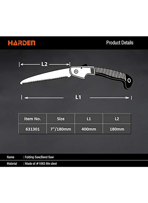 Harden Harden 180mm Double Ground Teeth Folding Steel Saw Soft TPR handle for Drywall and Home Garden 631301 Professional Series  - Image 3
