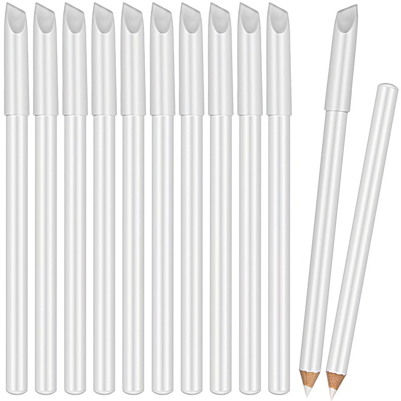 Blulu 12 Pieces White Nail Pencil 2-in-1 Nail Whitening Pencils French Nail Design Pencils with Cuticle Pusher for DIY Nail Design Manicure Supplies - Image 1