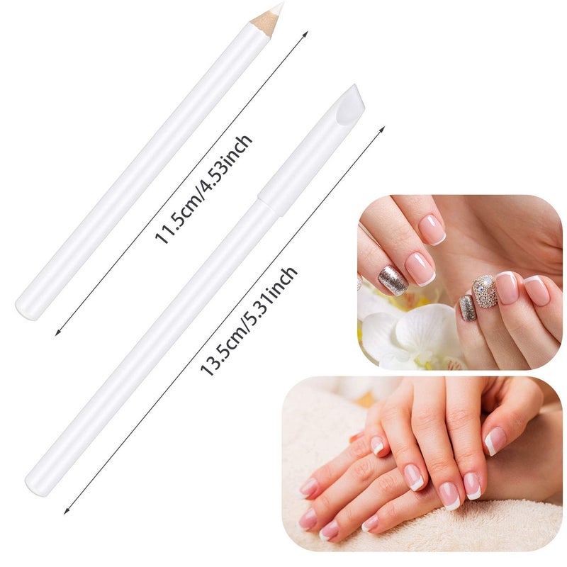 Blulu 12 Pieces White Nail Whitening Pencil 2-in-1 White Manicure Pencils for Under Nails with Cuticle Pusher for Manicure Supplies Art DIY Design Tool - Image 3