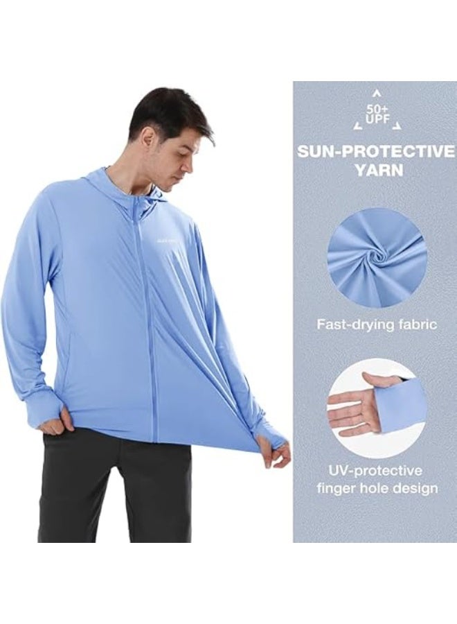 Alexvyan XL Blue Full Length Men's UV Protection Jacket With 4 Pocket, Lightweight Summer Sun Screen Hoodie, UPF 50+ Protection for Outdoors, Long Full Zipper Sun Protection Jacket- FIT 70-90 KG - Image 5