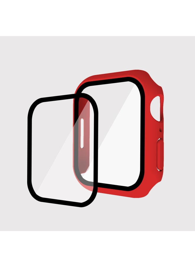 Generic - Suitable For Iwatch9 Watch Protective Shell PC Hard Shell Tempered Film Integrated Protective Cover 8/7/6 For Apple Watch Case-Color:Red-Exterior Dimension:41mm(7 Generations With Keys) - Image 1
