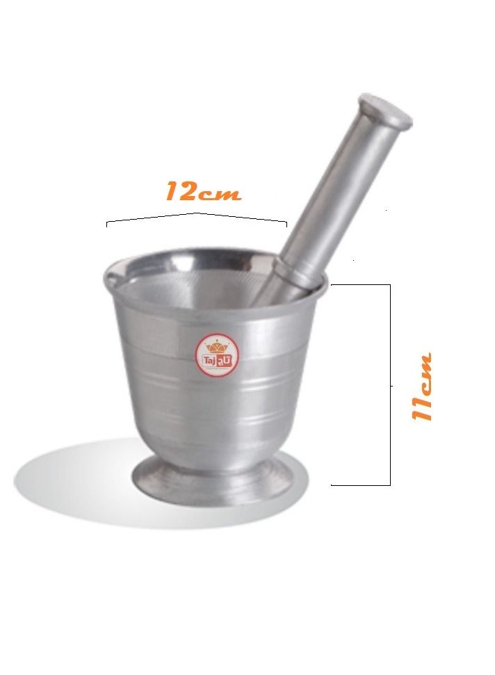 TAJ Aluminium Mortar & Pestle Khalbatta Masher Khaldasta Spice Grinder  - Image 2