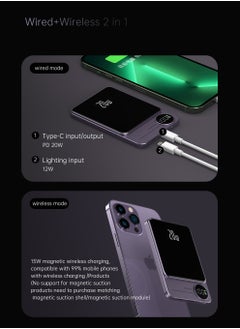 GULFLINK 10000mAh Mag-Safe Fast Charging Power Bank Compatible for iPhone 15/14/13/12 Mini Plus Pro Max Purple  - Image 3