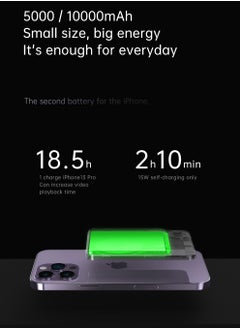 GULFLINK 10000mAh Mag-Safe Fast Charging Power Bank Compatible for iPhone 15/14/13/12 Mini Plus Pro Max Purple  - Image 5