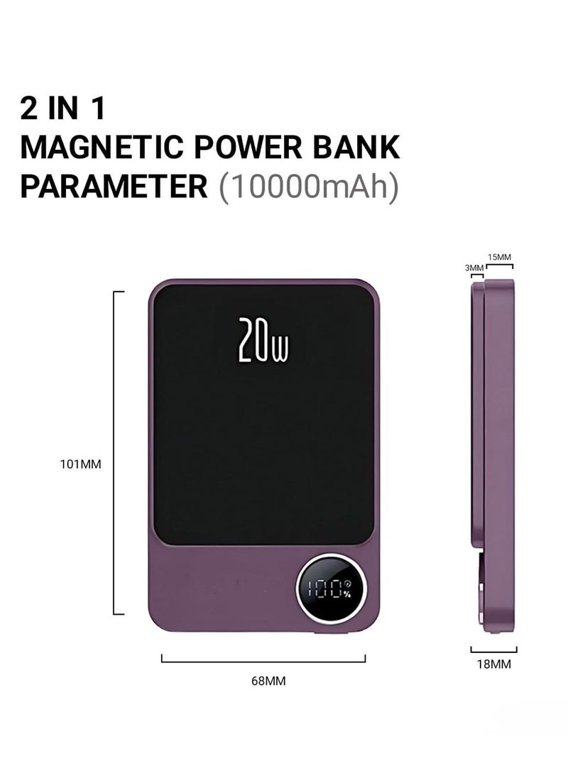 GULFLINK 10000mAh Mag-Safe Fast Charging Power Bank Compatible for iPhone 15/14/13/12 Mini Plus Pro Max Purple  - Image 2