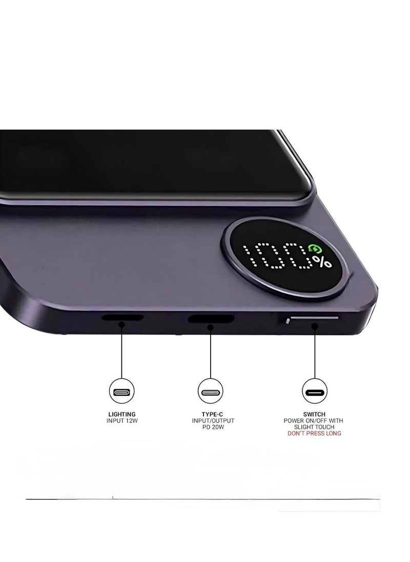 GULFLINK 10000mAh Mag-Safe Fast Charging Power Bank Compatible for iPhone 15/14/13/12 Mini Plus Pro Max Purple  - Image 5