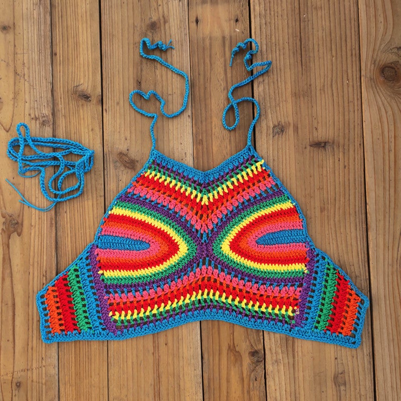 Handmade Crochet Bohemian Beach Bikini Top - Image 1
