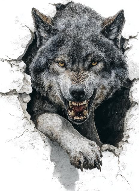 MAKTEM Howling Grey Wolf Peeking from Wall Car Decal Alpha Predator Sticker Realistic Wild Animal Vinyl Graphic for Truck SUV Laptop Wall Decor Waterproof Vinyl Art Wolf - Image 1