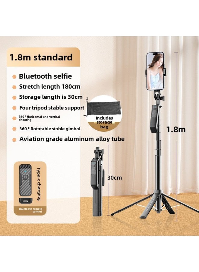Y Sequence Mobile Phone Selfie Stick Bluetooth Selfie Mobile Phone Live Four-legged Stand Selfie Stick Manufacturers Wholesale-Color:Y19-no Light-black (aluminum Alloy) - Image 1