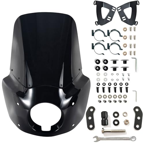 FATECIM Motorcycle 5.75" Headlight Fairing with 15" Dark Smoke Windshield Windscreen 48-58mm Mounting Kit Headlight Extension Block For Harley Low Rider S FXLRS 2020 2021 2022 2023 - Image 1