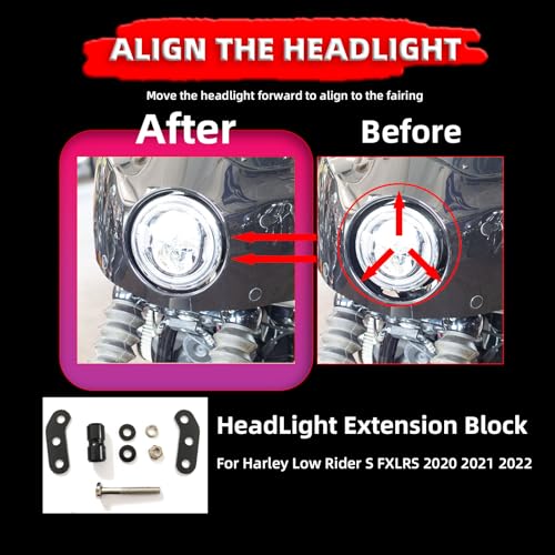 FATECIM Motorcycle 5.75" Headlight Fairing with 15" Dark Smoke Windshield Windscreen 48-58mm Mounting Kit Headlight Extension Block For Harley Low Rider S FXLRS 2020 2021 2022 2023 - Image 4
