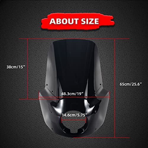 FATECIM Motorcycle 5.75" Headlight Fairing with 15" Dark Smoke Windshield Windscreen 48-58mm Mounting Kit Headlight Extension Block For Harley Low Rider S FXLRS 2020 2021 2022 2023 - Image 5