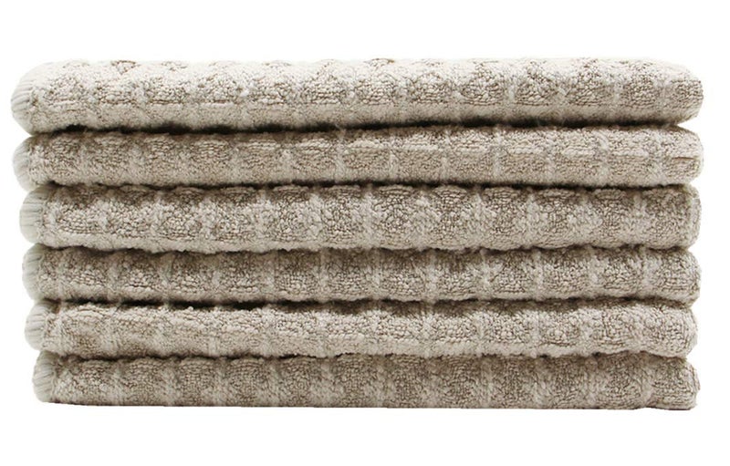 VeraSong Microfiber Kitchen Cleaning Cloth Thick Dish Rags Waffle Weave Washcloths Dish Cloths Ultra Absorbent Odor Free 12inch X 12inch 6 Pack Khaki - Image 2