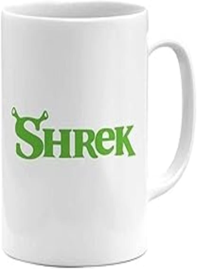 RYN PRINTED DESIGN Shrek Logo Printed Ceramic Coffee Mug White/Green 10x8x8cm