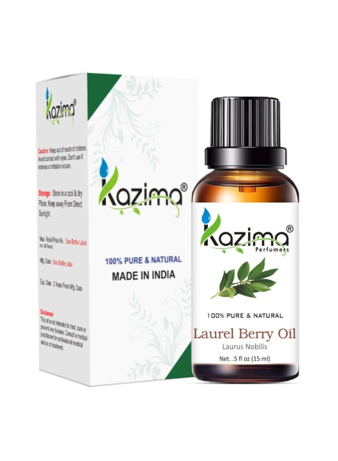كازيما زيت كازيما (KAZIMA) العطري المستخلص من ثمار الغار - زيت نقي وطبيعي وغير مخفف بنسبة 100% للعناية بالبشرة والشعر، 15 مل - Image 1