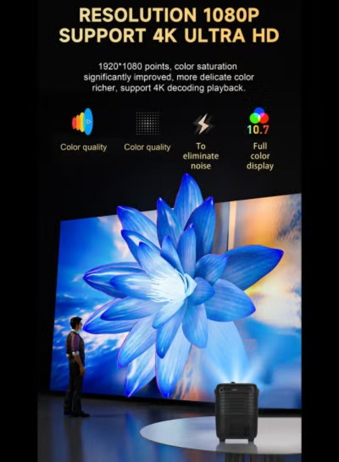 Umiio جهاز عرض ألعاب محمول بدقة 4K – جهاز عرض LED ذكي يعمل بنظام أندرويد مع WiFi وBluetooth، دعم HDMI/USB/SD، جهاز تحكم عن بعد و2 وحدة تحكم ألعاب لاسلكية – جهاز عرض مسرح منزلي وألعاب مدمج - Image 2