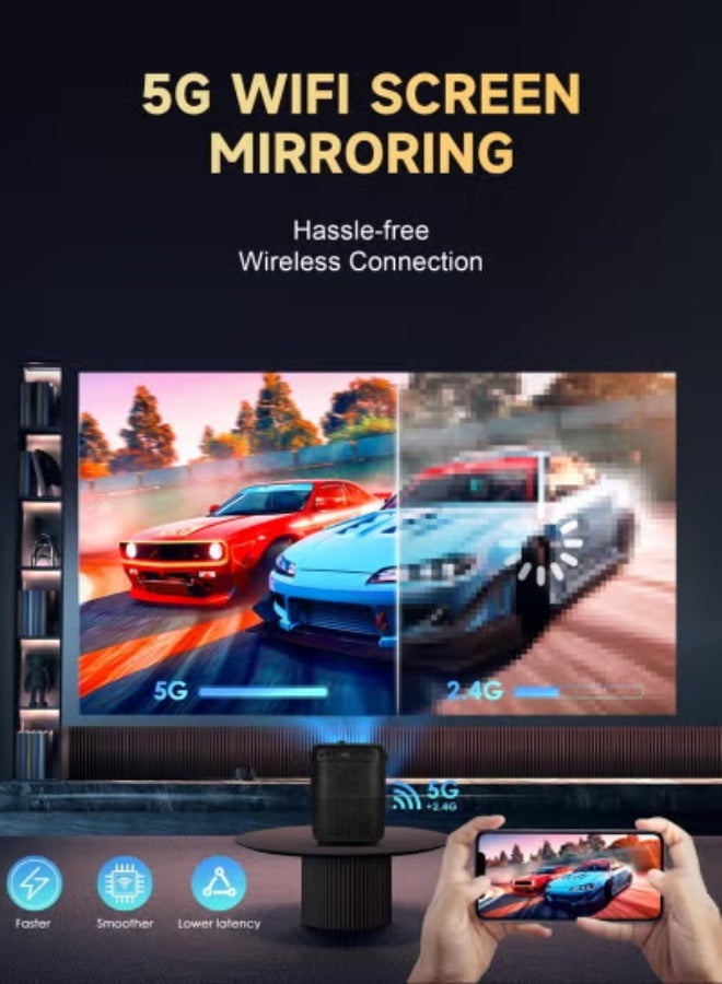 Umiio جهاز عرض ألعاب محمول بدقة 4K – جهاز عرض LED ذكي يعمل بنظام أندرويد مع WiFi وBluetooth، دعم HDMI/USB/SD، جهاز تحكم عن بعد و2 وحدة تحكم ألعاب لاسلكية – جهاز عرض مسرح منزلي وألعاب مدمج - Image 4