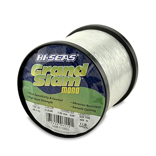 Hi-Seas Grand Slam Monofilament Line, 100 lb / 45.3 kg Test, .039 in / 1.00 mm Dia, Clear, 535 yd / 489 m - Image 1