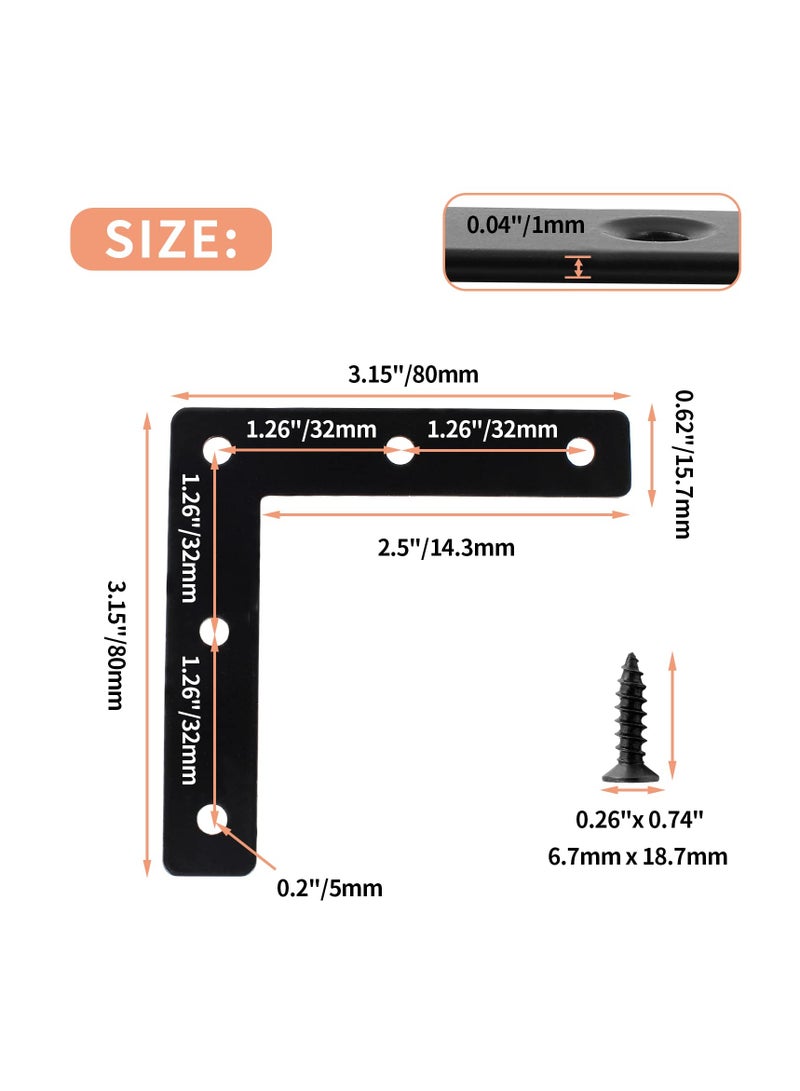 Excefore Flat Corner Brace, 20 Pcs L Shaped Corner Bracket, 2"x2" Heavy Duty Stainless Steel Shelf Supports, Duty Furniture Fastener Corner Connector for Wood Shelf Cabinet Table Chair - Image 3