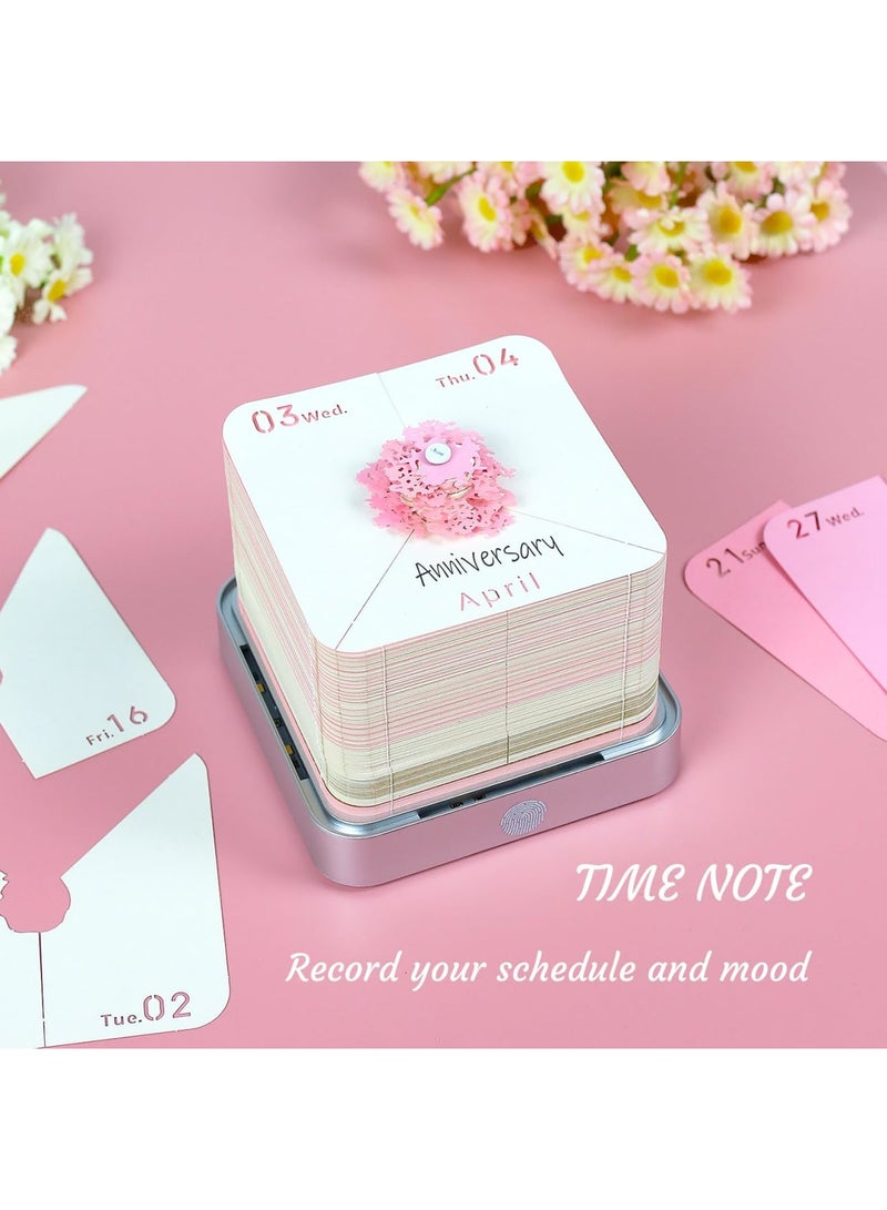 SYOSI 3D Memo Pads Paper Desk Calendar With Lights, 2024 Artist Desk Calendar Sakura Tree, Creative 3D Paper Sculpture Model Notepad, Carving Gift Desktop Decoration, Creative Gift(Sakura Tree-Pink) - Image 4