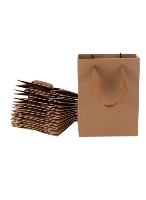 Kraft Paper Brown Gift Bags With Ribbon Handles Wedding Party Favor Bags Shopping Bags Retail Goods Bags - Assorted Sizes