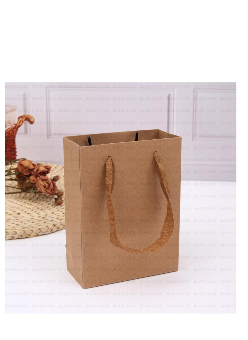 Kraft Paper Brown Gift Bags With Ribbon Handles Wedding Party Favor Bags Shopping Bags Retail Goods Bags - Assorted Sizes