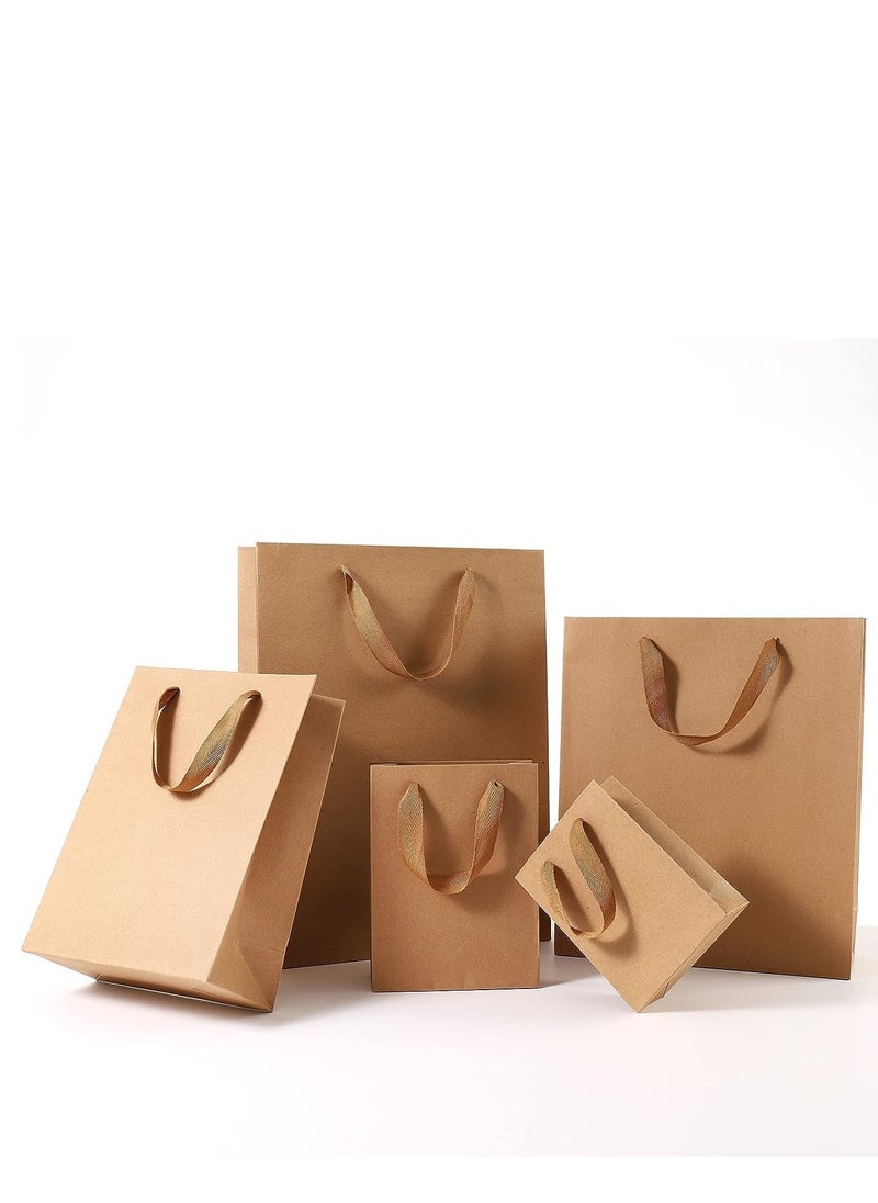 Kraft Paper Brown Gift Bags With Ribbon Handles Wedding Party Favor Bags Shopping Bags Retail Goods Bags - Assorted Sizes