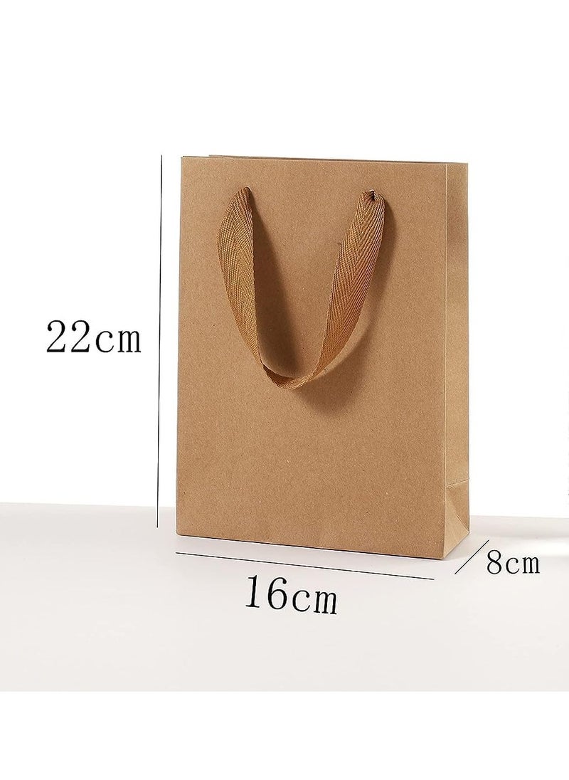 Kraft Paper Brown Gift Bags With Ribbon Handles Wedding Party Favor Bags Shopping Bags Retail Goods Bags - Assorted Sizes