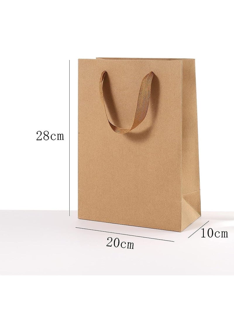 Kraft Paper Brown Gift Bags With Ribbon Handles Wedding Party Favor Bags Shopping Bags Retail Goods Bags - Assorted Sizes