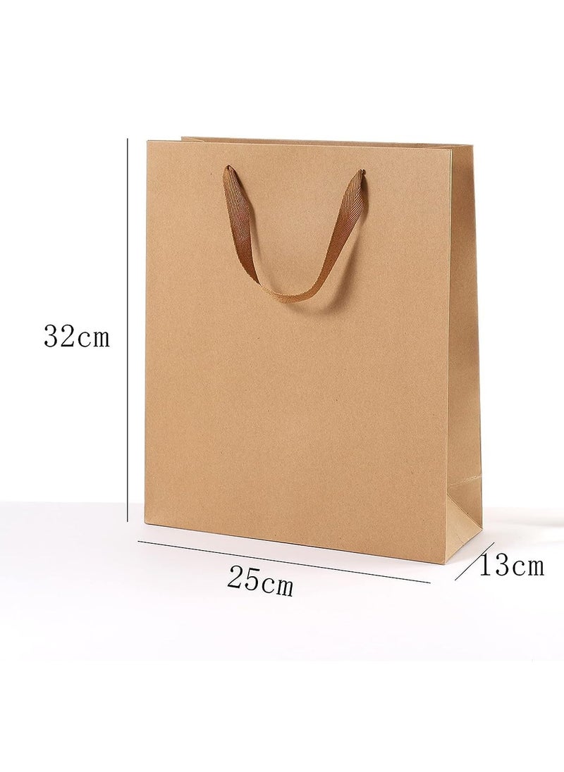 Kraft Paper Brown Gift Bags With Ribbon Handles Wedding Party Favor Bags Shopping Bags Retail Goods Bags - Assorted Sizes