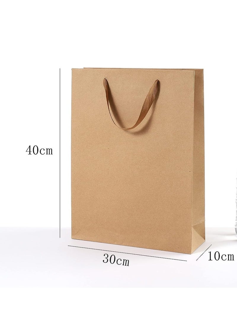 Kraft Paper Brown Gift Bags With Ribbon Handles Wedding Party Favor Bags Shopping Bags Retail Goods Bags - Assorted Sizes