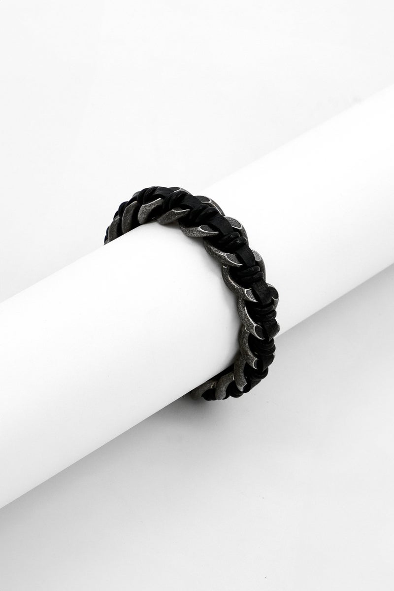 POLICE Men Stainless Steel  Fashionable Bracelet, Black - Image 1