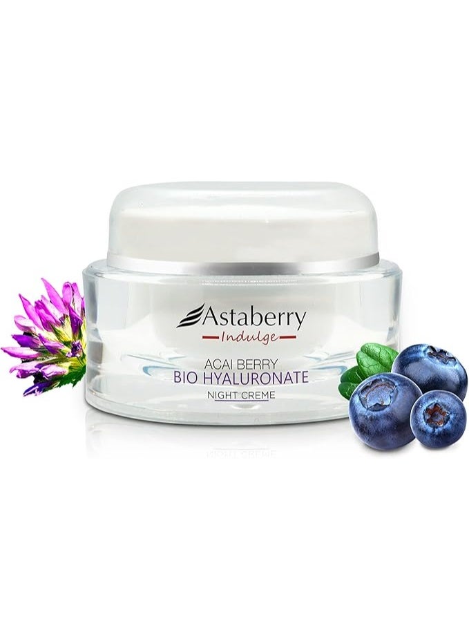 Astaberry Indulge Acai Berry Bio Hyaluronate Night Creme For Face | Bakuchiol & Ginseng Extract | reduces fine lines & wrinkles | Suitable for all skin types 50g - Image 1