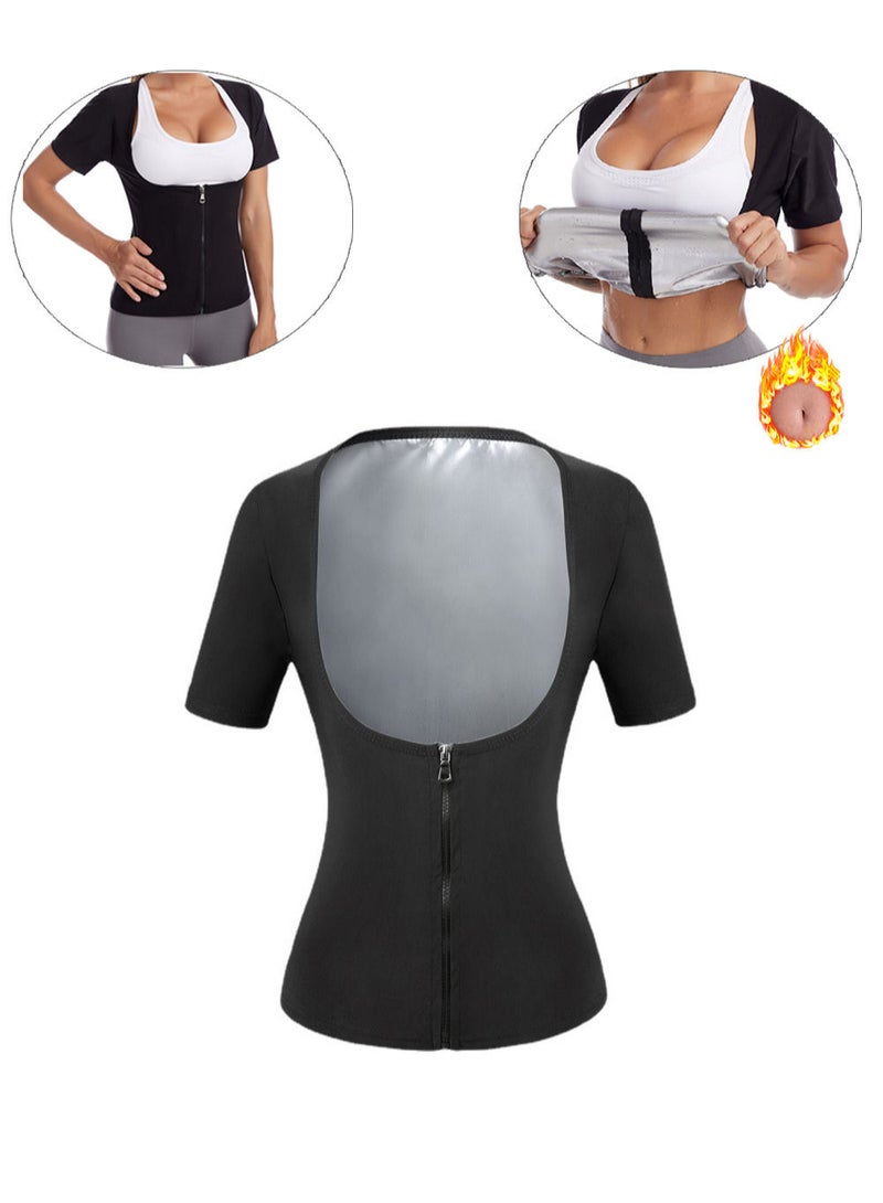 Sauna Suit for Women Weight Loss Sauna Shirt for Women Sweat Suit Waist Trainer Vest Fitness Body Shaper Zipper